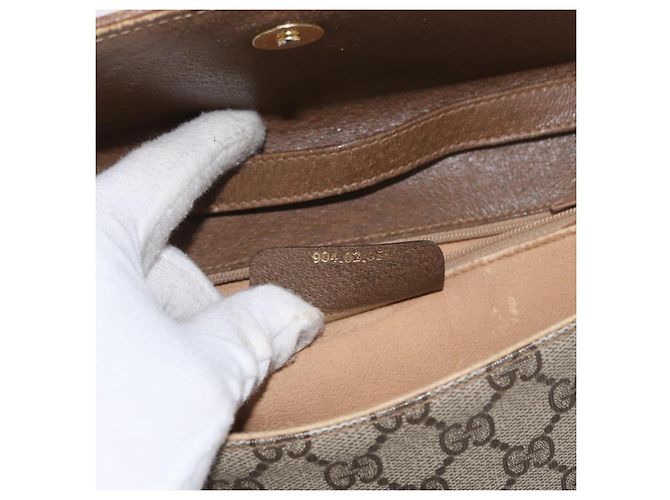 Gucci Borsa a Spalla GG Supreme PVC Beige Oro 904 02 050 Auth BA10453 D'oro - vista 22