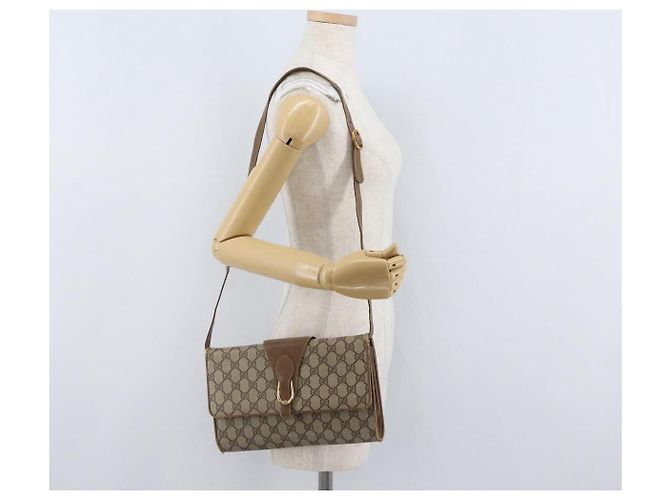 Gucci Borsa a Spalla GG Supreme PVC Beige Oro 904 02 050 Auth BA10453 D'oro - vista 23