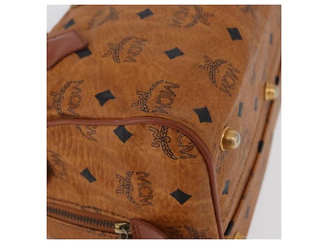 MCM Vicetos Logogram Handtasche PVC Leder Braun Gold Auth 172090 Golden - Ansicht 10