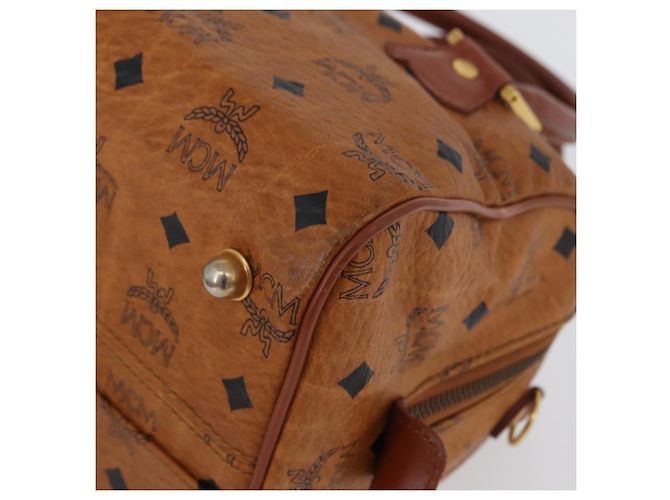 MCM Vicetos Logogram Handtasche PVC Leder Braun Gold Auth 172090 Golden - Ansicht 11