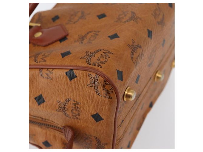 MCM Vicetos Logogram Handtasche PVC Leder Braun Gold Auth 172090 Golden - Ansicht 12