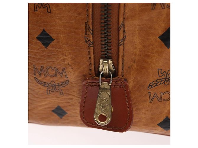 MCM Vicetos Logogram Handtasche PVC Leder Braun Gold Auth 172090 Golden - Ansicht 14