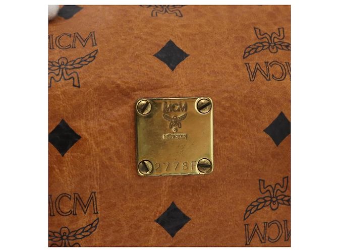 MCM Vicetos Logogram Handtasche PVC Leder Braun Gold Auth 172090 Golden - Ansicht 15