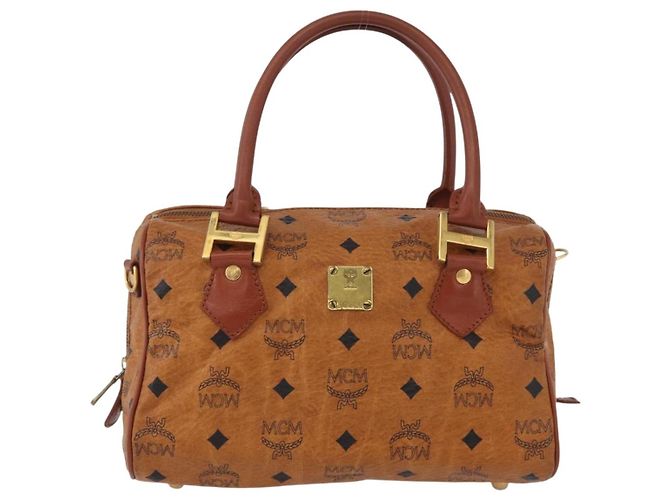 MCM Vicetos Logogram Handtasche PVC Leder Braun Gold Auth 172090 Golden - Ansicht 2