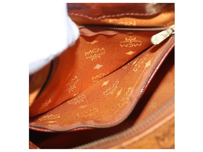MCM Vicetos Logogram Handtasche PVC Leder Braun Gold Auth 172090 Golden - Ansicht 22