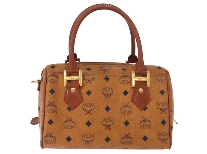 MCM Vicetos Logogram Handtasche PVC Leder Braun Gold Auth 172090 Golden - Ansicht 3
