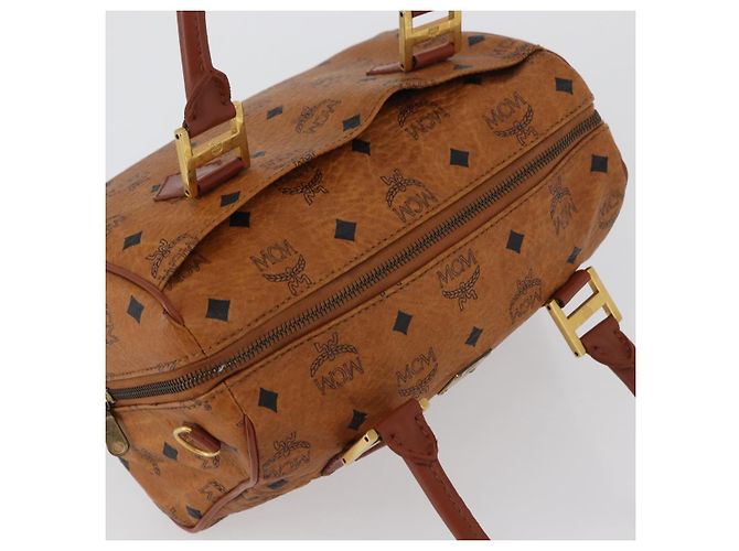 MCM Vicetos Logogram Handtasche PVC Leder Braun Gold Auth 172090 Golden - Ansicht 6