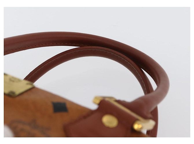 MCM Vicetos Logogram Handtasche PVC Leder Braun Gold Auth 172090 Golden - Ansicht 8