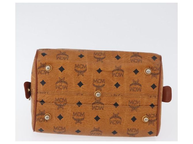 MCM Vicetos Logogram Handtasche PVC Leder Braun Gold Auth 172090 Golden - Ansicht 9