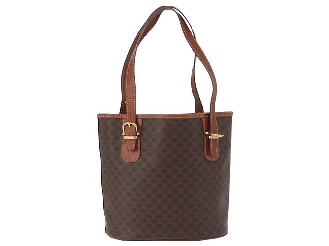 Céline Borsa tote in tela Macadam CELINE in pelle PVC marrone oro Auth 172185 D'oro - vista 2