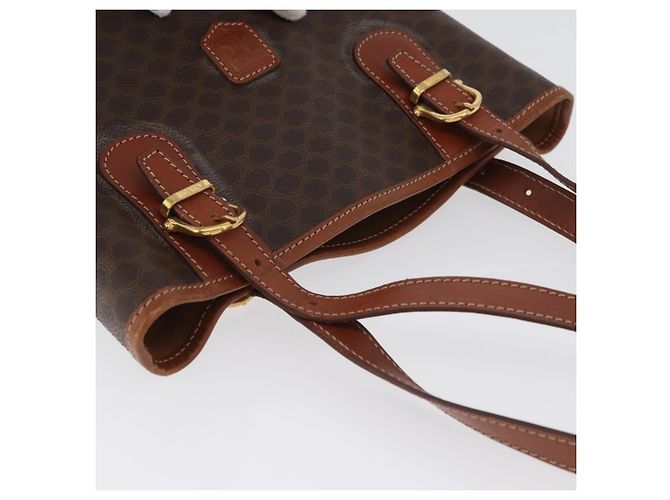 Céline Borsa tote in tela Macadam CELINE in pelle PVC marrone oro Auth 172185 D'oro - vista 6