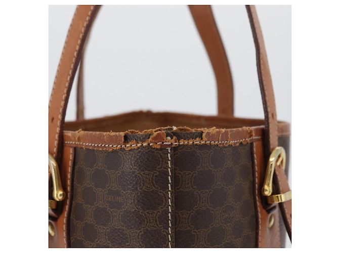 Céline Borsa tote in tela Macadam CELINE in pelle PVC marrone oro Auth bs33451 D'oro - vista 4