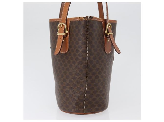 Céline Borsa tote in tela Macadam CELINE in pelle PVC marrone oro Auth bs33451 D'oro - vista 5