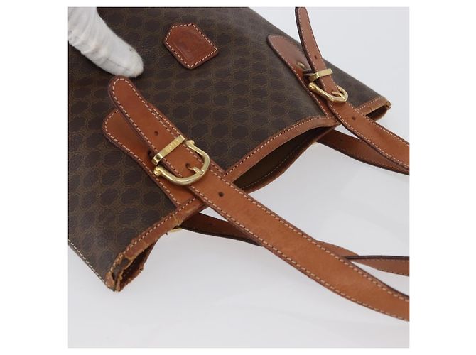 Céline Borsa tote in tela Macadam CELINE in pelle PVC marrone oro Auth bs33451 D'oro - vista 7