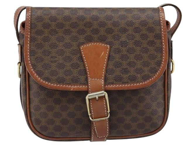 Céline Borsa a spalla in tela Macadam CELINE in pelle PVC marrone oro Auth ep13426 D'oro - vista 13