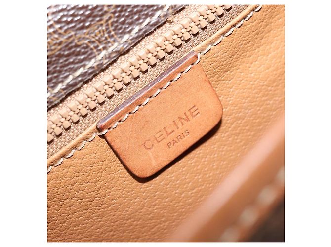 Céline Borsa a spalla in tela Macadam CELINE in pelle PVC marrone oro Auth ep13426 D'oro - vista 20