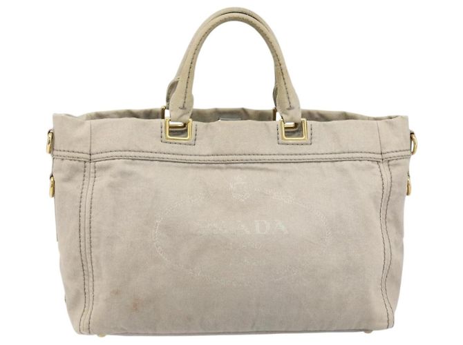PRADA Borsa Canapa PM in tela 2way grigio oro Auth bs33424 Marrone D'oro - vista 13
