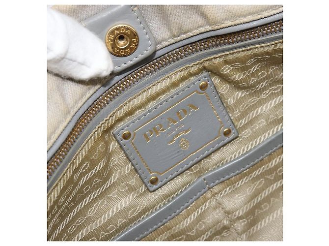 PRADA Borsa Canapa PM in tela 2way grigio oro Auth bs33424 Marrone D'oro - vista 19