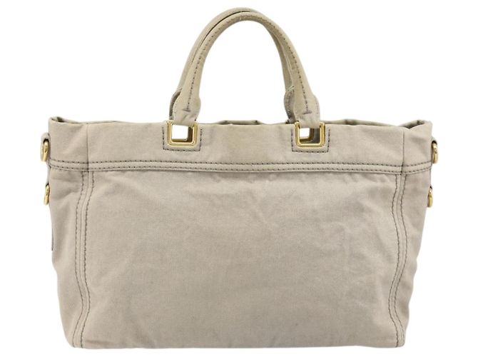 PRADA Borsa Canapa PM in tela 2way grigio oro Auth bs33424 Marrone D'oro - vista 2
