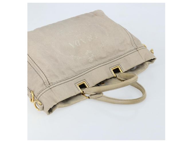 PRADA Borsa Canapa PM in tela 2way grigio oro Auth bs33424 Marrone D'oro - vista 6