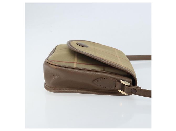 Borsa a Spalla Burberrys Nova Check in Tela Beige Oro Auth ep13493 D'oro - vista 3