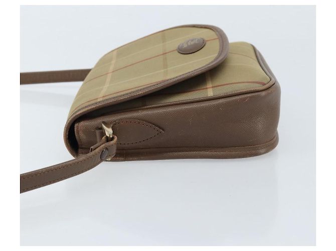 Borsa a Spalla Burberrys Nova Check in Tela Beige Oro Auth ep13493 D'oro - vista 4