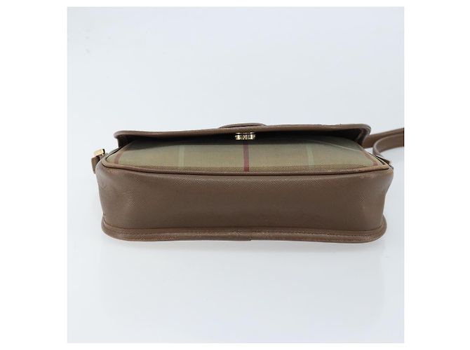 Borsa a Spalla Burberrys Nova Check in Tela Beige Oro Auth ep13493 D'oro - vista 5