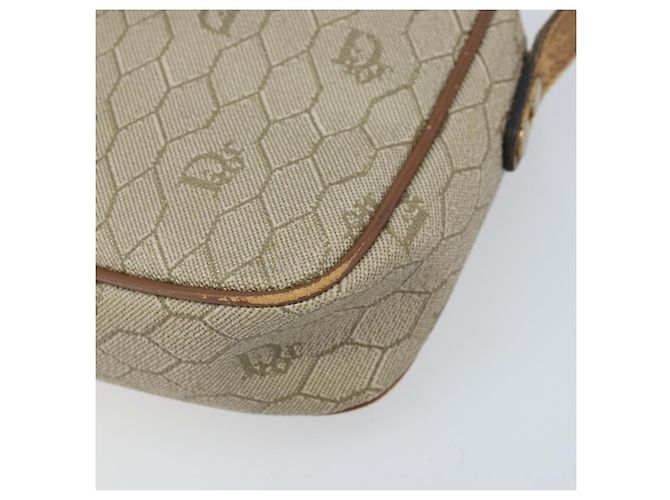 Christian Dior Borsa a spalla in tela a nido d'ape PVC beige oro Auth ka2612 D'oro - vista 10