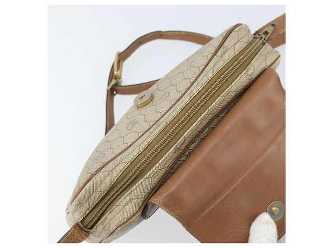 Christian Dior Borsa a spalla in tela a nido d'ape PVC beige oro Auth ka2612 D'oro - vista 16