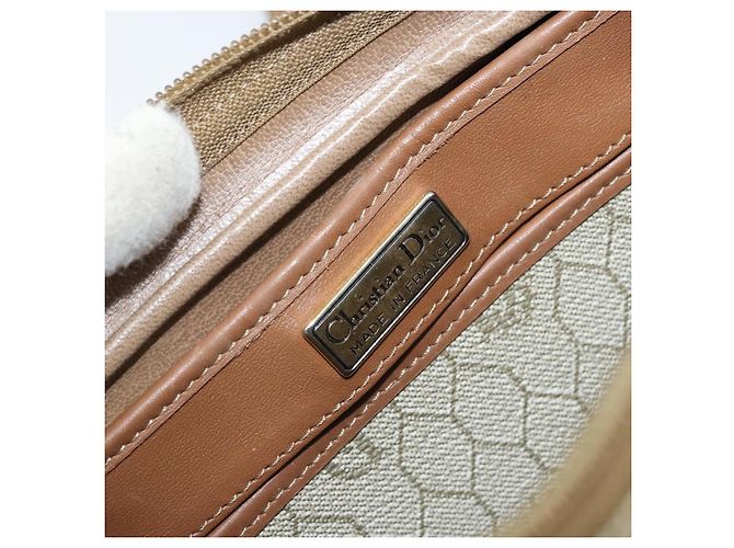 Christian Dior Borsa a spalla in tela a nido d'ape PVC beige oro Auth ka2612 D'oro - vista 18