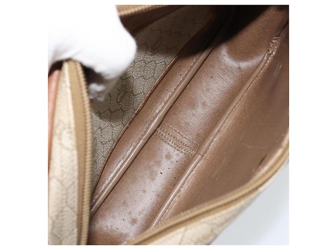 Christian Dior Borsa a spalla in tela a nido d'ape PVC beige oro Auth ka2612 D'oro - vista 19