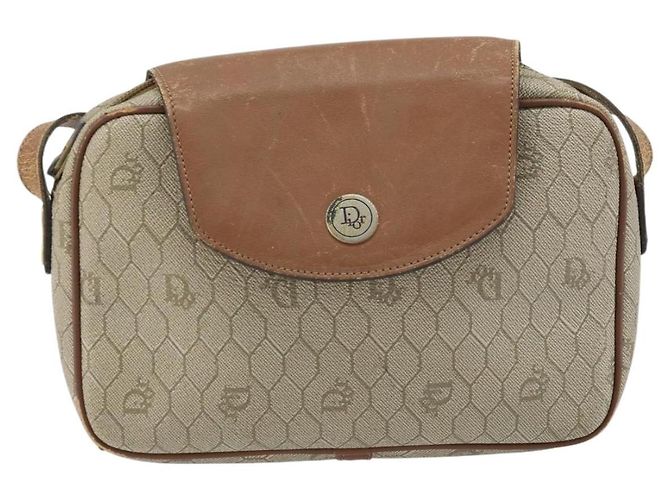 Christian Dior Borsa a spalla in tela a nido d'ape PVC beige oro Auth ka2612 D'oro - vista 2