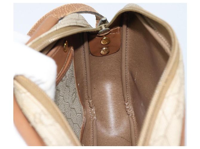 Christian Dior Borsa a spalla in tela a nido d'ape PVC beige oro Auth ka2612 D'oro - vista 20