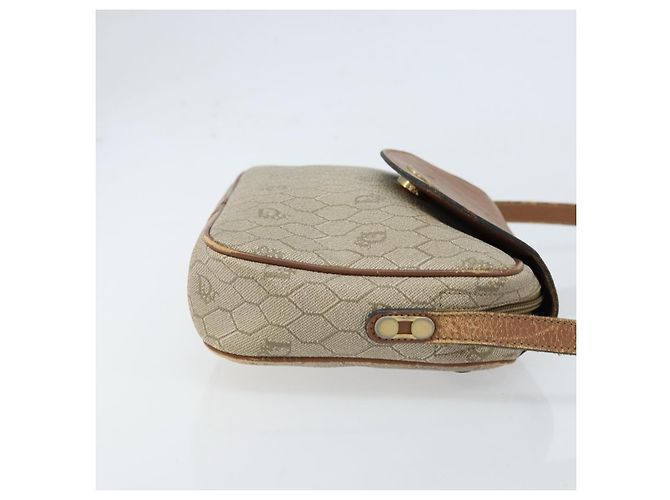 Christian Dior Borsa a spalla in tela a nido d'ape PVC beige oro Auth ka2612 D'oro - vista 4
