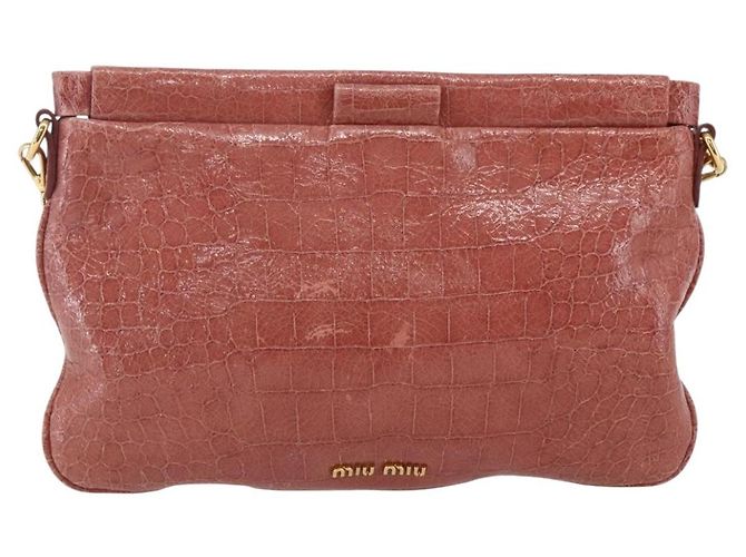 Borsa a Spalla Miu Miu in Pelle Rosa Oro Auth ep13395 D'oro - vista 13