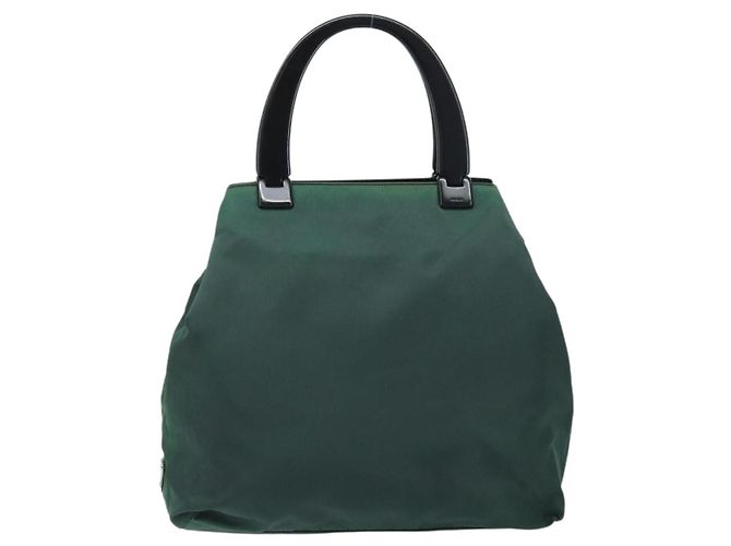 PRADA Borsa a mano in nylon verde argento Auth 172255 - vista 13