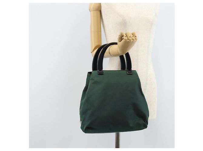 PRADA Borsa a mano in nylon verde argento Auth 172255 - vista 23
