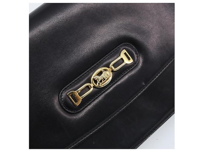 Céline Borsa a Spalla in Pelle Nera e Oro Auth 166854 Nero D'oro - vista 17