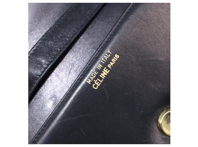 Céline Borsa a Spalla in Pelle Nera e Oro Auth 166854 Nero D'oro - vista 18