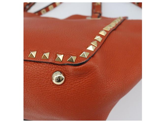 Valentino Borsa Tote in pelle 2 in 1 Arancione Oro Auth BA10422 D'oro - vista 16