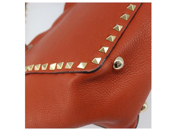 Valentino Borsa Tote in pelle 2 in 1 Arancione Oro Auth BA10422 D'oro - vista 17