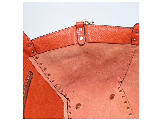 Valentino Borsa Tote in pelle 2 in 1 Arancione Oro Auth BA10422 D'oro - vista 21