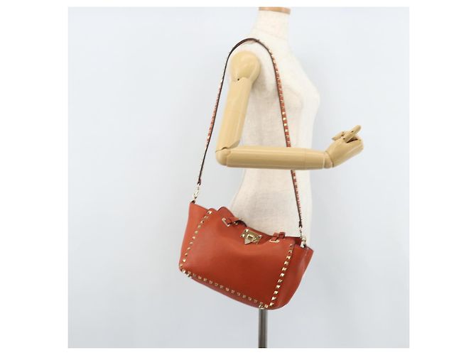 Valentino Borsa Tote in pelle 2 in 1 Arancione Oro Auth BA10422 D'oro - vista 25