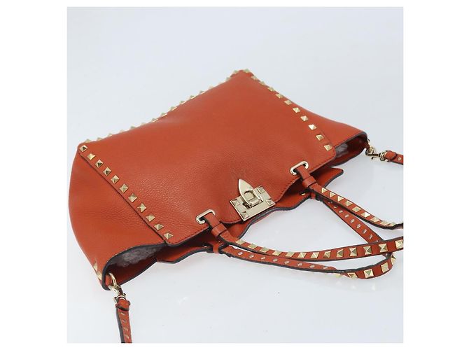Valentino Borsa Tote in pelle 2 in 1 Arancione Oro Auth BA10422 D'oro - vista 6