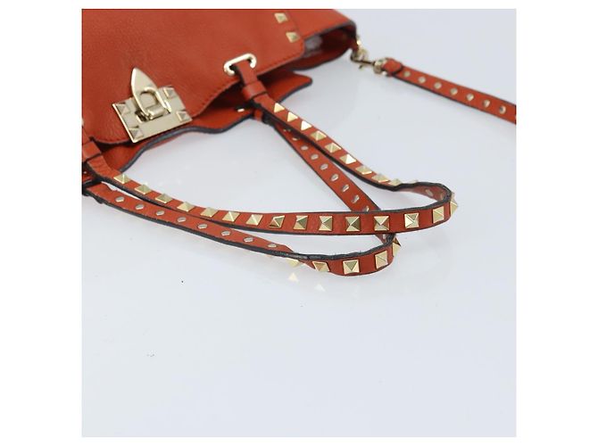 Valentino Borsa Tote in pelle 2 in 1 Arancione Oro Auth BA10422 D'oro - vista 7