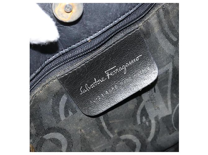 Borsa Tote Salvatore Ferragamo in tela nera e oro Auth 169405 Nero D'oro - vista 15