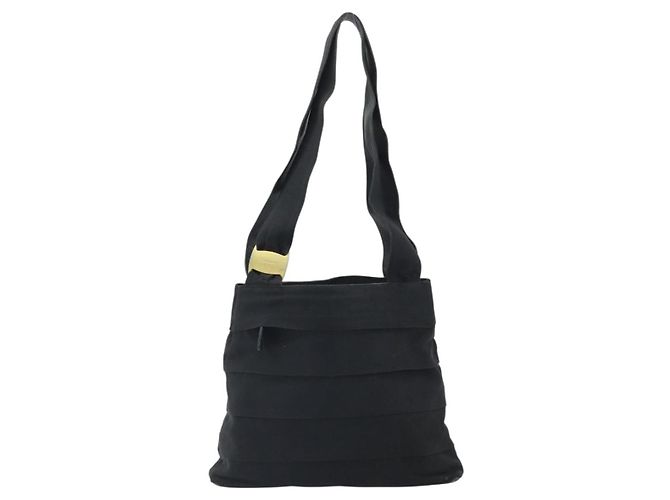 Borsa Tote Salvatore Ferragamo in tela nera e oro Auth 169405 Nero D'oro - vista 2