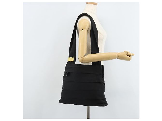 Borsa Tote Salvatore Ferragamo in tela nera e oro Auth 169405 Nero D'oro - vista 22