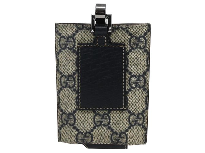 GUCCI GG Supreme Custodia per iPod Borsa a Spalla Sherry Line PVC Blu Navy Rosso Auth bs33002 - vista 3