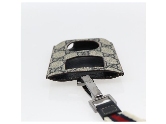 GUCCI GG Supreme Custodia per iPod Borsa a Spalla Sherry Line PVC Blu Navy Rosso Auth bs33002 - vista 6